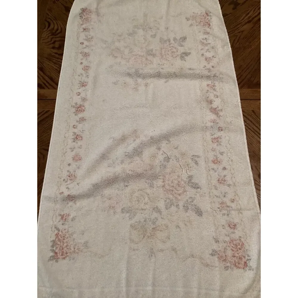 Vntg Cannon Floral & Gold Bow Bath Towel